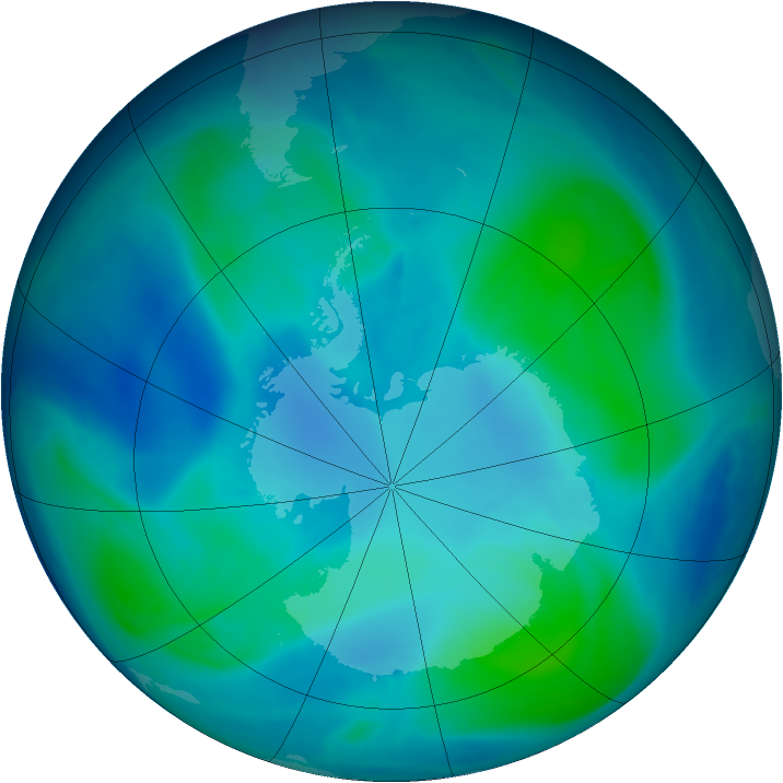Antarctic ozone map for 13 February 2007